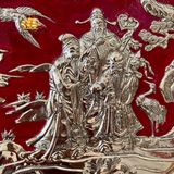  Tranh mâm đồng tam đa màu đồng vàng nền đỏ đường kính 52cm 