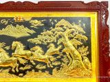  Tranh đồng Mã đáo thành công đồng vàng dát vàng, khung đục 90x170cm mẫu 1 