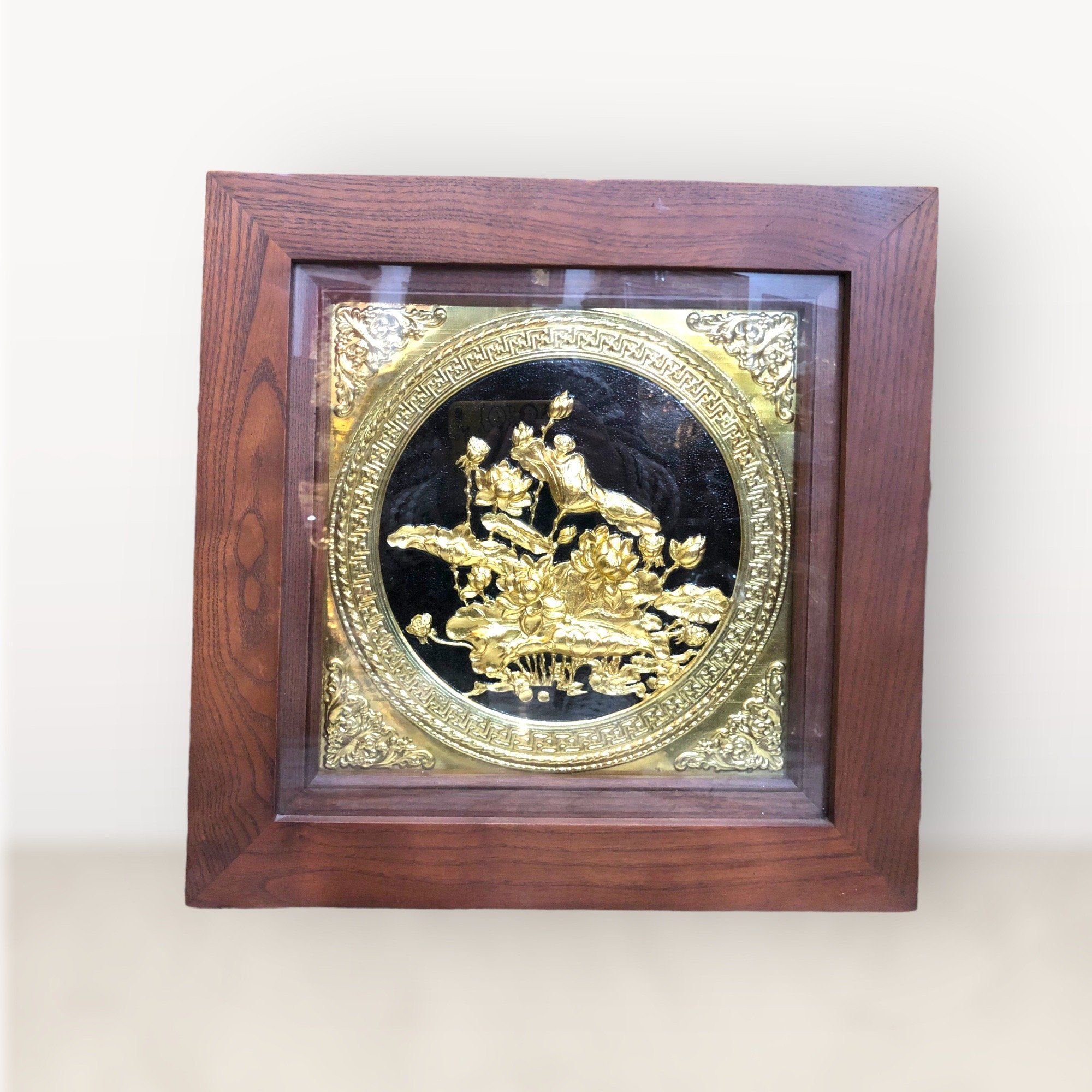  Tranh hoa sen đồng vàng 38x38cm mẫu 4 