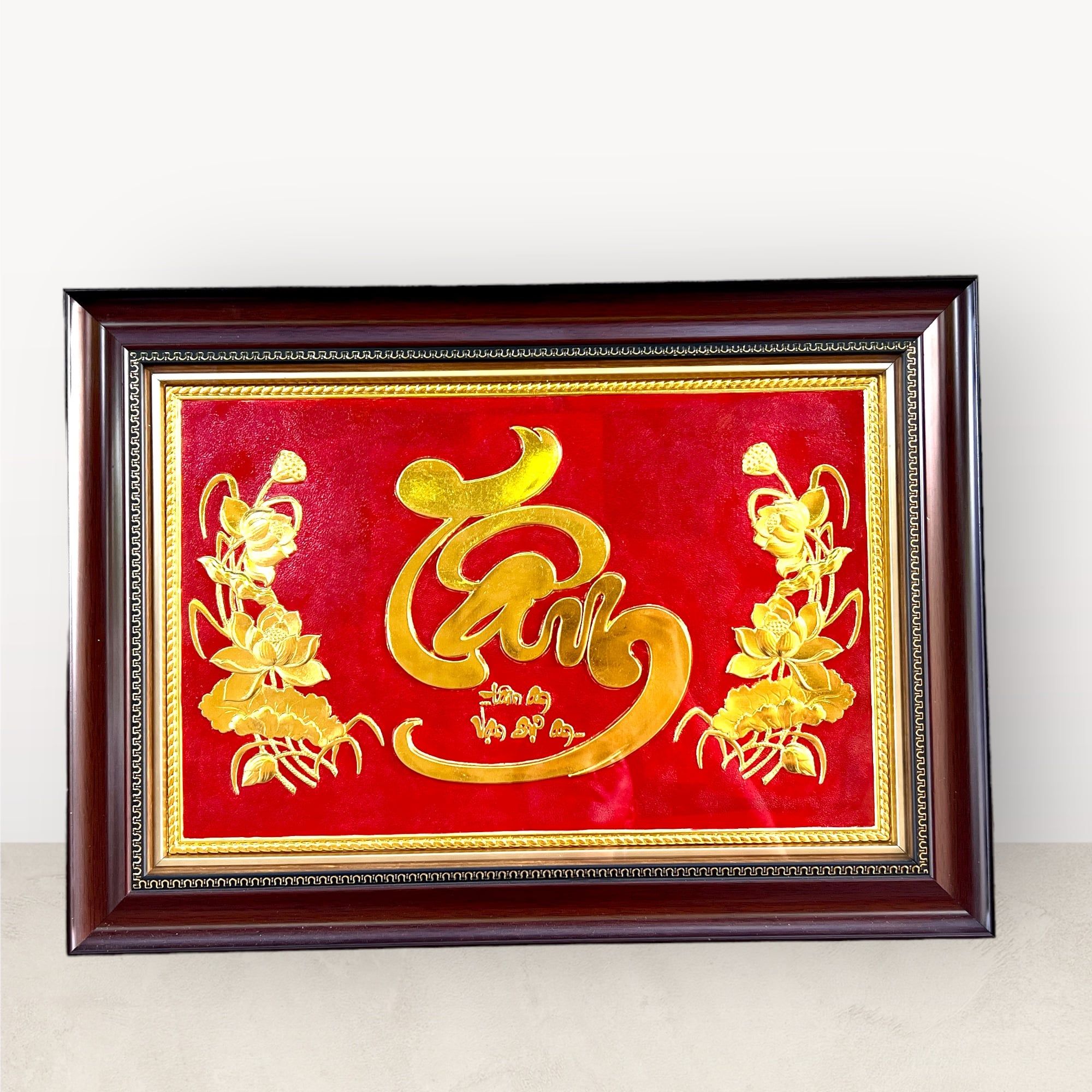  Tranh chữ Tâm dát vàng 38x54cm mẫu 1 