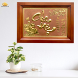  Tranh chữ Cha Mẹ KT 38*54cm nền hồng khung gỗ sồi 