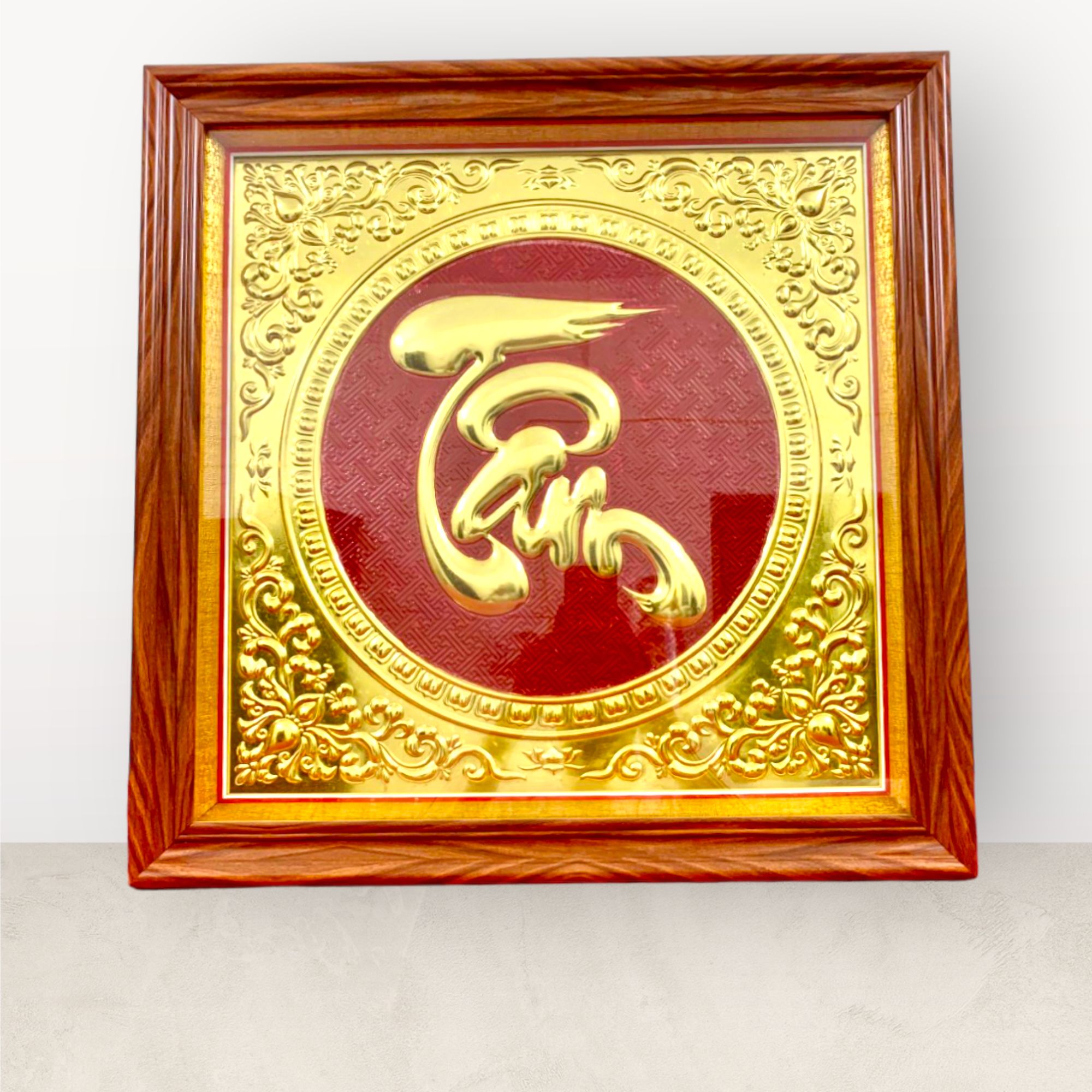  Tranh chữ Tâm dát vàng 60x60cm mẫu 3 