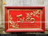  Tranh Tri Ân 68x108cm  không mạ nền đỏ khung sồi 