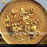  Tranh đĩa Hoa Sen đường kính 21cm dát vàng 24K 
