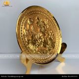  Tranh đĩa Hoa Sen đường kính 21cm dát vàng 24K 