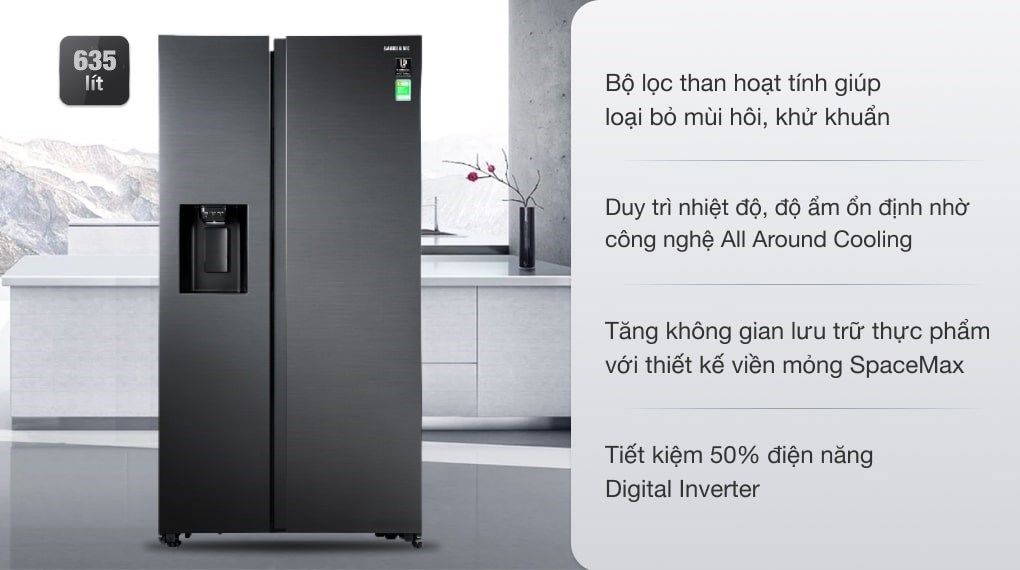 Tủ lạnh Samsung Inverter 617 lít RS64R5301B4/SV
