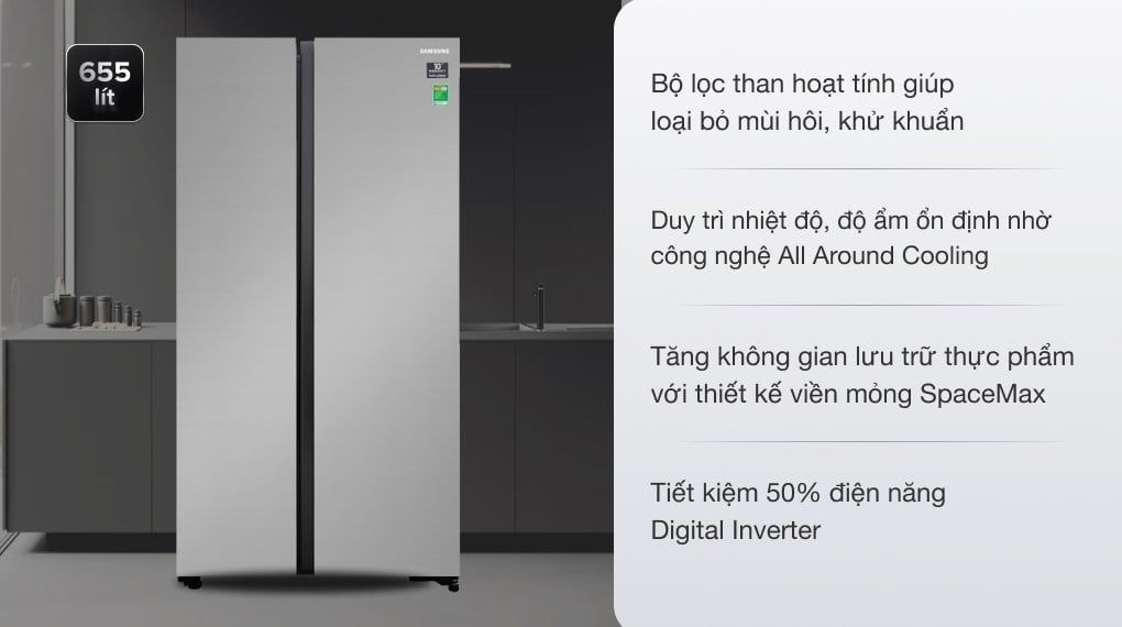 Tủ lạnh Samsung Inverter 647 lít RS62R5001M9/SV