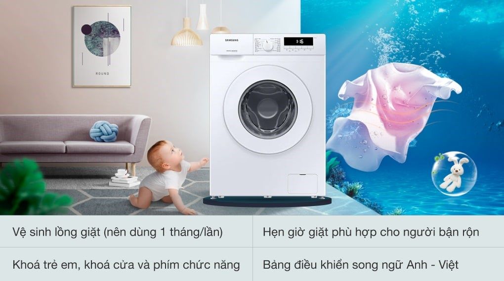 Máy giặt Samsung Inverter 8kg WW80T3020WW/SV