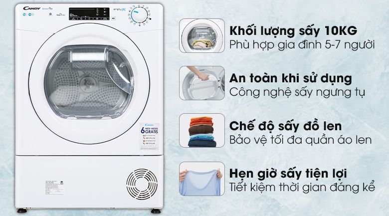 Máy sấy ngưng tụ Candy 10 Kg CSO C10TE-S