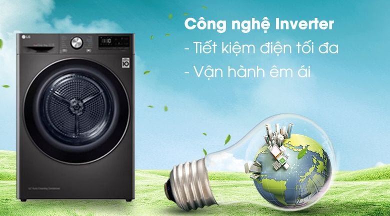 Máy sấy bơm nhiệt LG 9 Kg DVHP09B