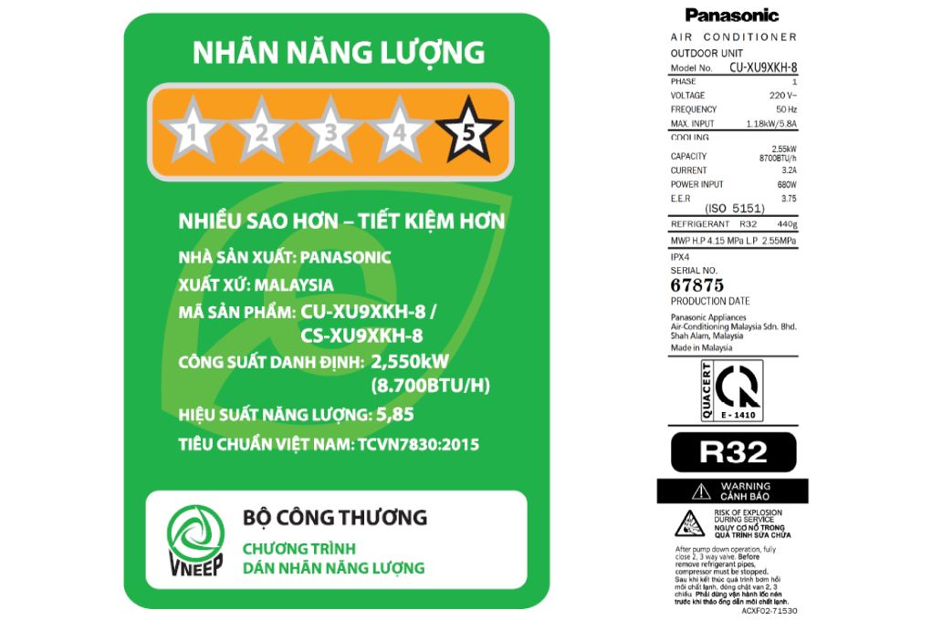 Điều hòa Panasonic Inverter 1 HP CU/CS-XU9XKH-8