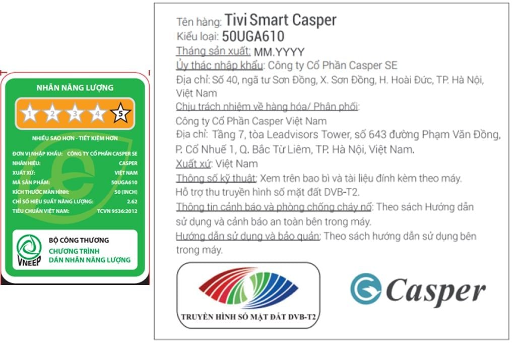 Android Tivi Casper 4K 50 inch 50UGA610