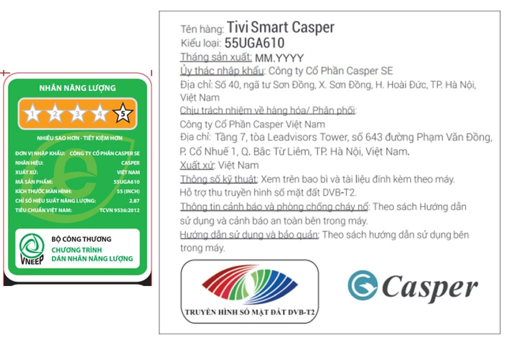 Android Tivi Casper 4K 55 inch 55UGA610