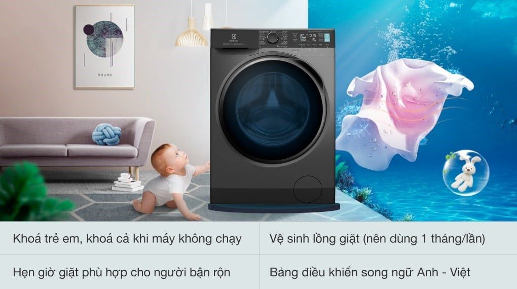 Máy giặt Electrolux Inverter 9 kg EWF9042R7SB