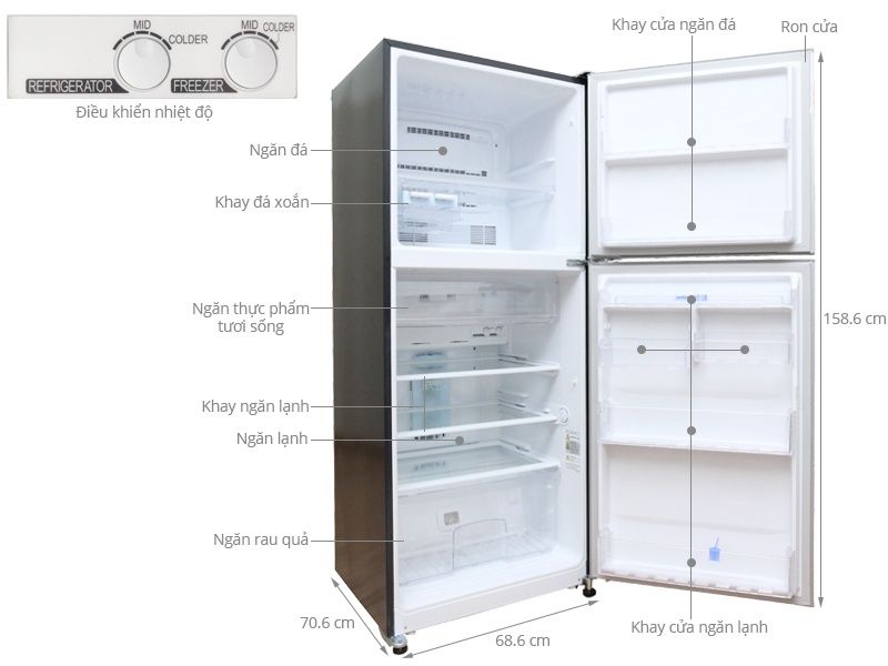 Tủ lạnh Mitsubishi Electric MR-F55EH-ST-V - 460 Lít