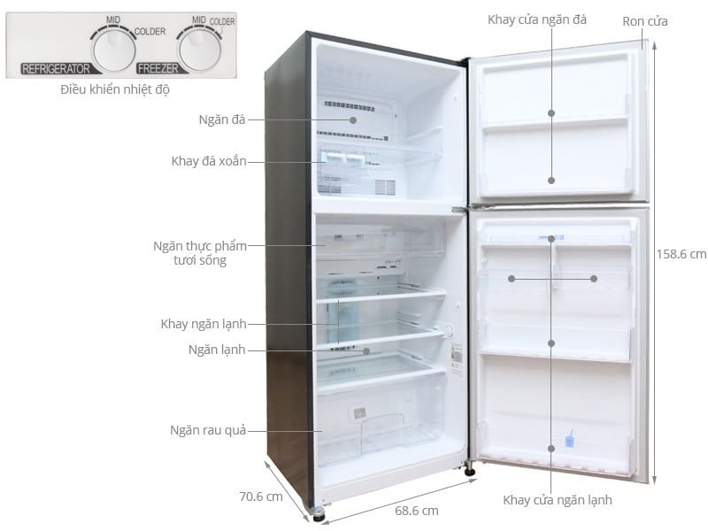 Tủ lạnh Mitsubishi Electric MR-F47EH-ST-V - 380 Lít