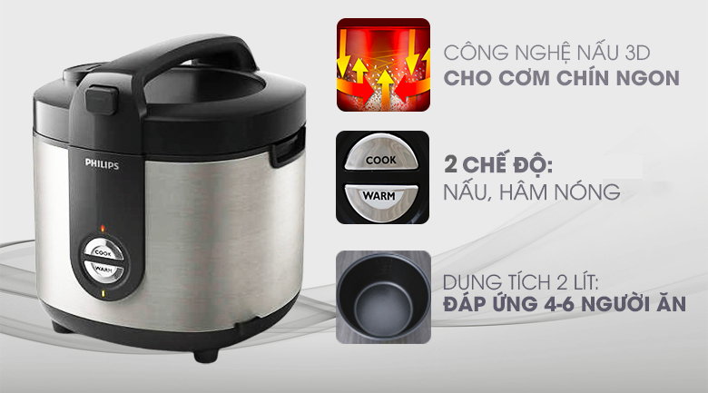 Nồi cơm điện Philips 2 lít HD3132/66