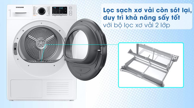 Máy sấy bơm nhiệt Samsung 9 Kg DV90TA240AE/SV