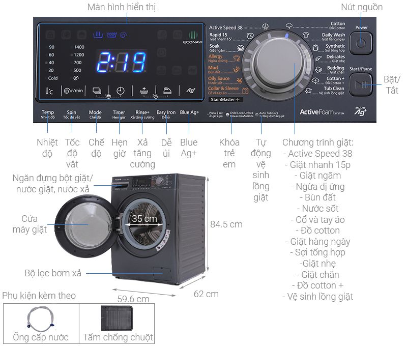 Máy giặt Panasonic Inverter 9.5 Kg NA-V95FX2BVT