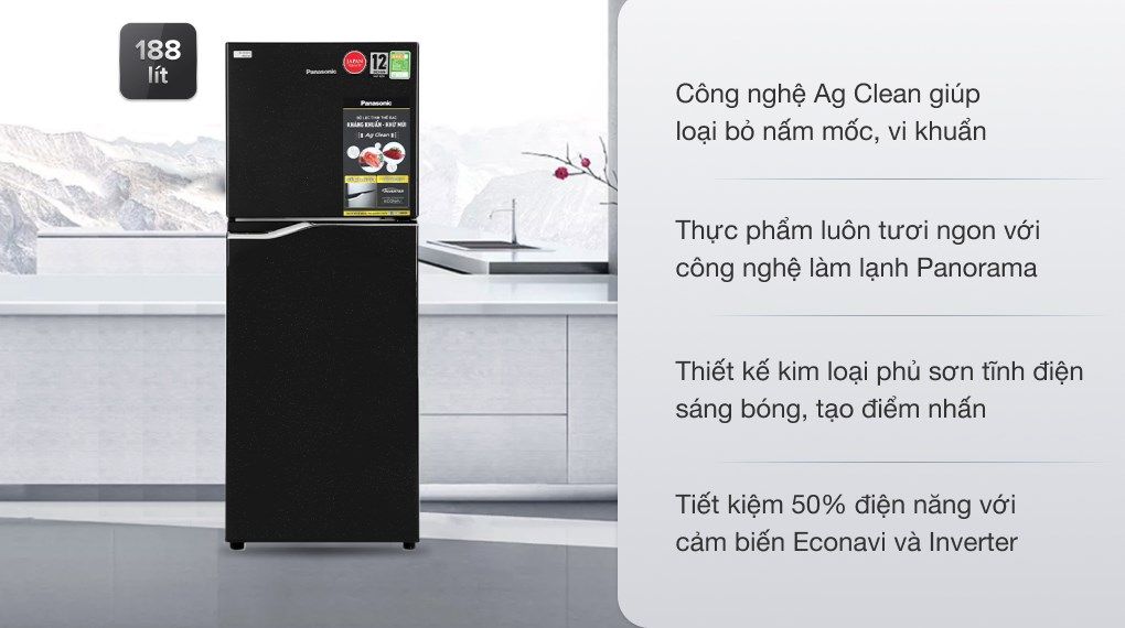 Tủ lạnh Panasonic Inverter 188 lít NR-BA229PKVN
