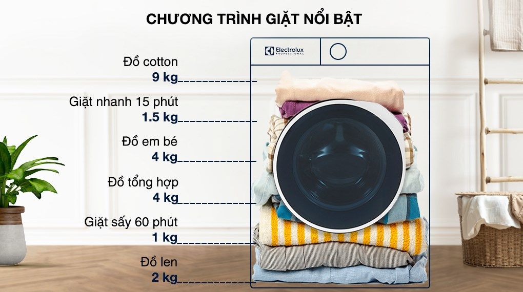 Máy giặt sấy Electrolux Inverter 9 kg EWW9024P5WB