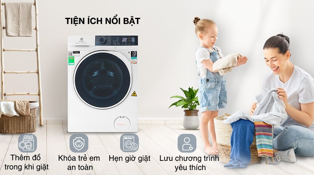 Máy giặt sấy Electrolux Inverter 9 kg EWW9024P5WB