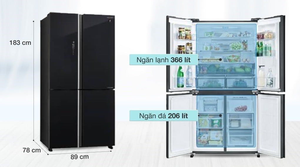 Tủ lạnh Sharp Inverter 572 lít SJ-FXP640VG-BK