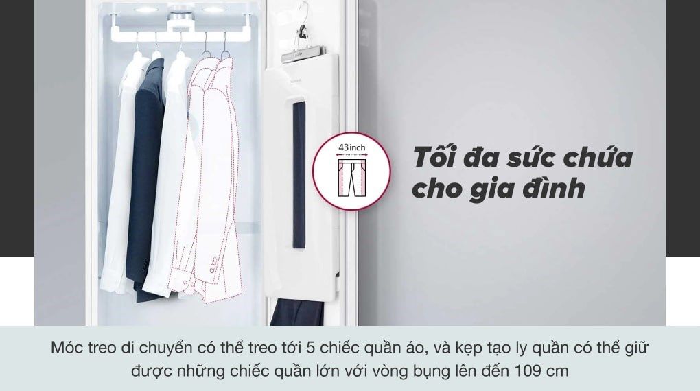 Tủ chăm sóc quần áo thông minh 5 móc LG Styler màu gương kính S5MB