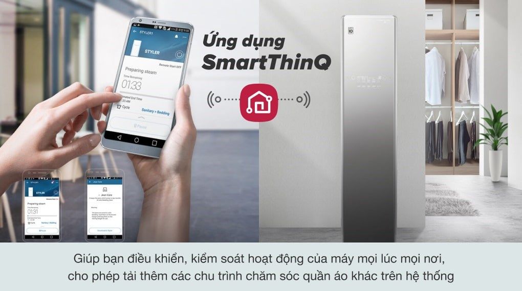 Tủ chăm sóc quần áo thông minh 5 móc LG Styler màu gương kính S5MB