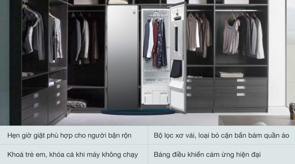 Tủ chăm sóc quần áo thông minh 5 móc LG Styler màu gương kính S5MB