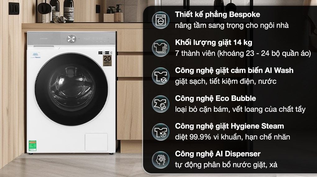 Máy giặt Samsung Inverter 14 kg WW14BB944DGHSV