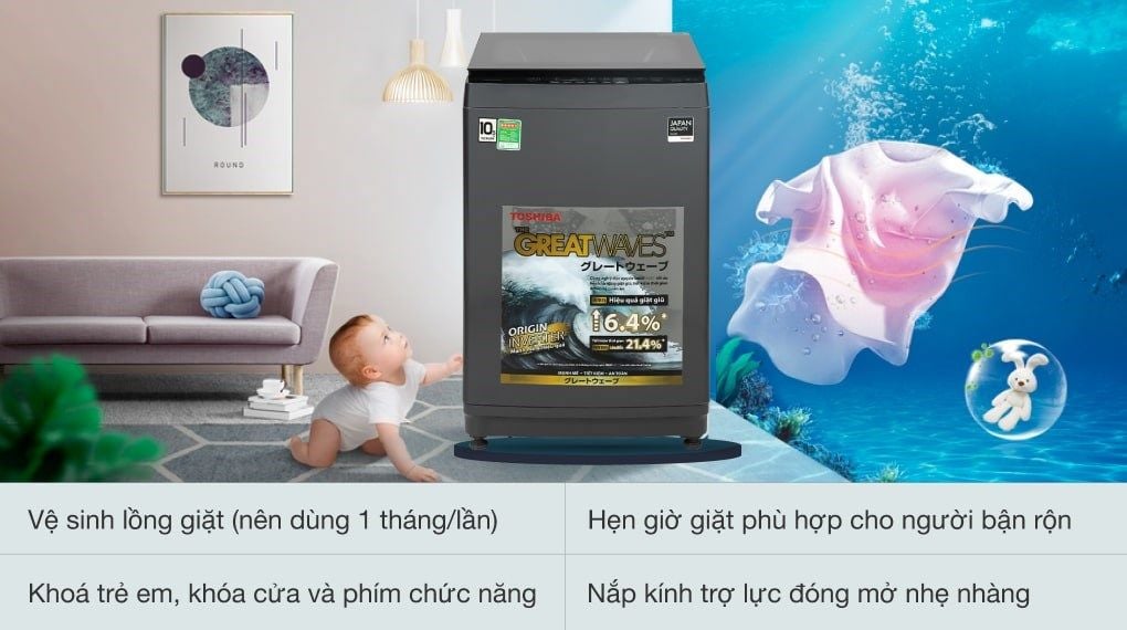 Máy giặt Toshiba Inverter 10,5 kg AW-DUK1150HV(MG)