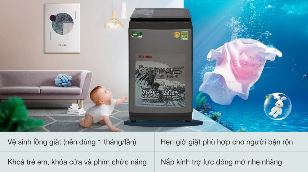 Máy giặt Toshiba 9 kg AW-K1005FV(SG)
