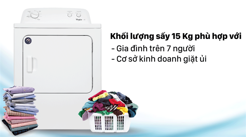 Máy sấy thông hơi Whirlpool 15 Kg 3LWED4705FW