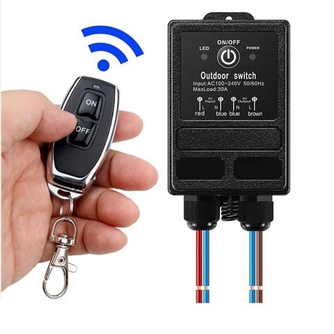 Bộ công tắc điều khiển từ xa 220V 100M 30A OUTDOOR SWICTH điều khiển bật tắt máy bơm nước máy rửa xe công suất lớn: