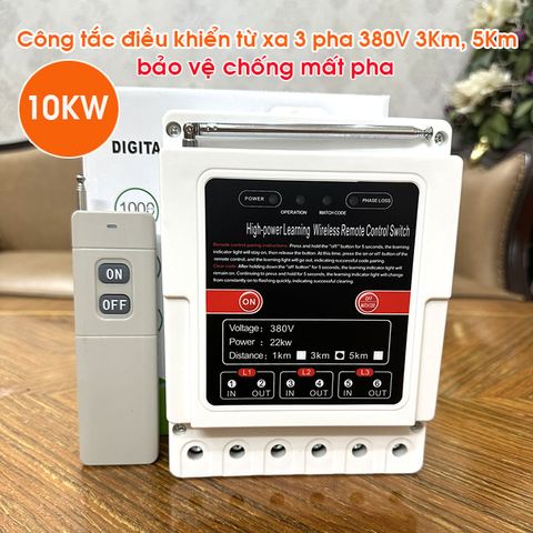 Công tắc điều khiển từ xa 3 pha 10KW 3KM có chống mất pha không cần lắp khởi động từ