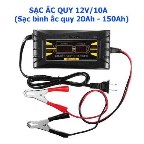 Sạc bình ắc quy Suoer  1210D+ 12v 10A sạc bình 20Ah đến 150Ah tự ngắt khi đầy chống chập chống ngược cực