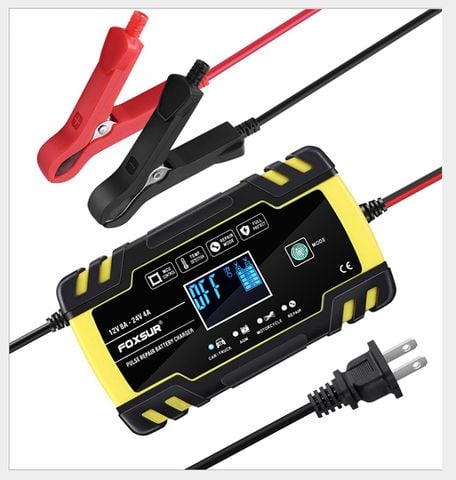Sạc bình ắc quy 12V 8Ah - 150Ah 24V 4Ah - 100Ah FOXSUR tự ngắt khi đầy chức năng bảo dưỡng phục hồi ắc quy bằng khử sunfat