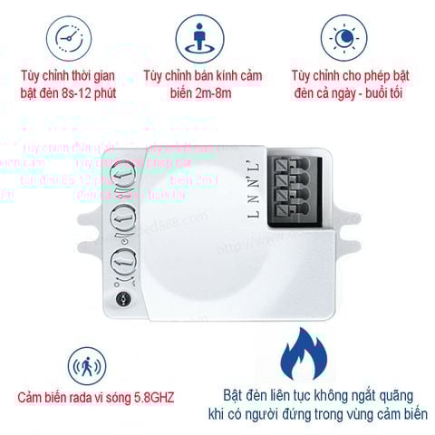 Công tắc cảm ứng chuyển động radar vi sóng 5.8 Ghz