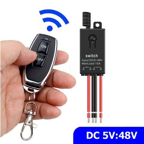Công tắc điều khiển từ xa 5V 6V 12v 24v 36v 48V 10A DC cho thiết bị điện 1 chiều