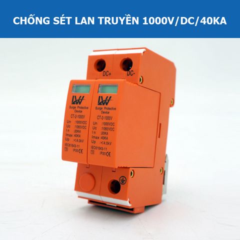 Chống sét lan truyền DC 1000V 2P/40KA LW bảo vệ chống sét năng lượng mặt trời