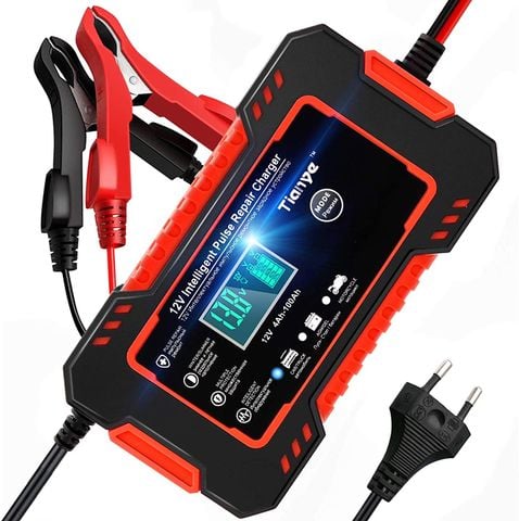 Sạc bình ắc quy 12V 6A TIANYE tự ngắt khi đầy chức năng bảo dưỡng phục hồi ắc quy bằng khử sunfat chống ngược cực (ĐỎ)