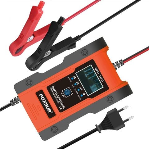 Sạc ắc quy 12V 24V 150AH FOXSUR sạc được pin Lithium LiFePo4 có chức năng khử sunfat thông minh tự ngắt khi đầy