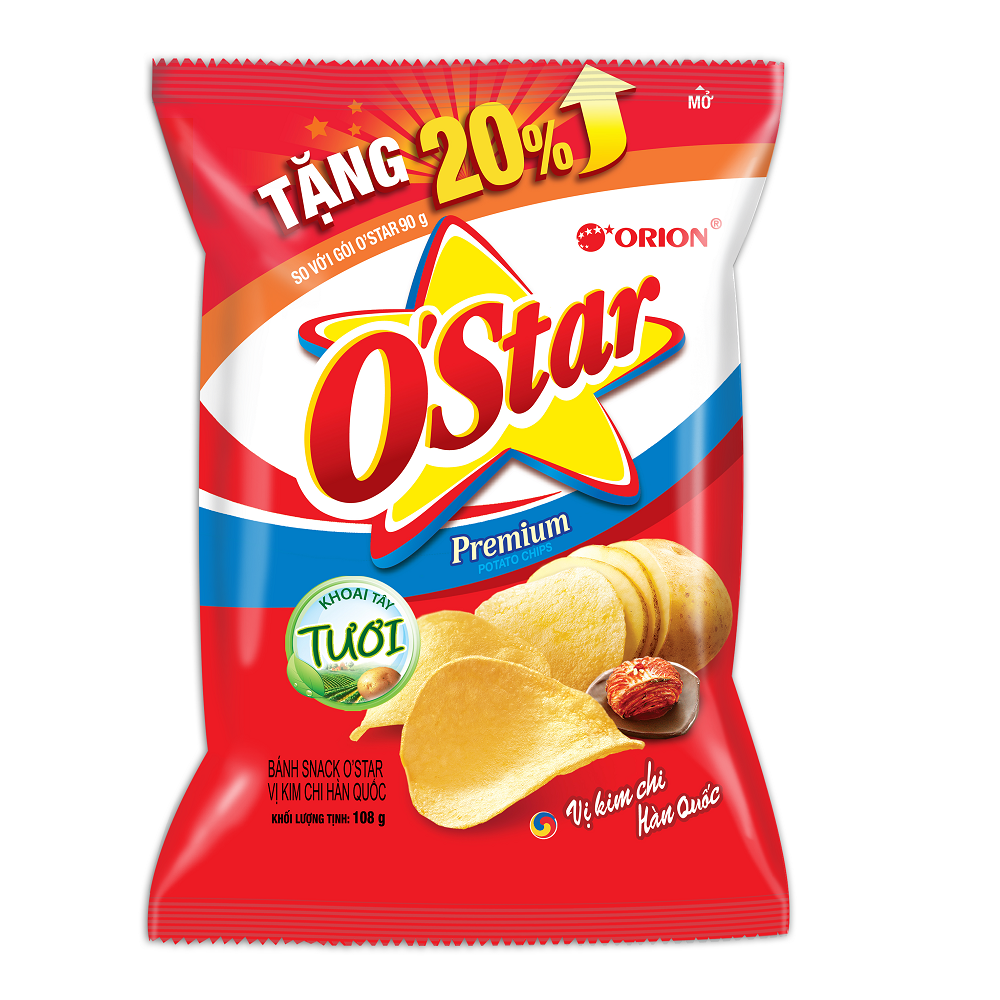  Snack vị kim chi Hàn Quốc O'Star gói 90g 