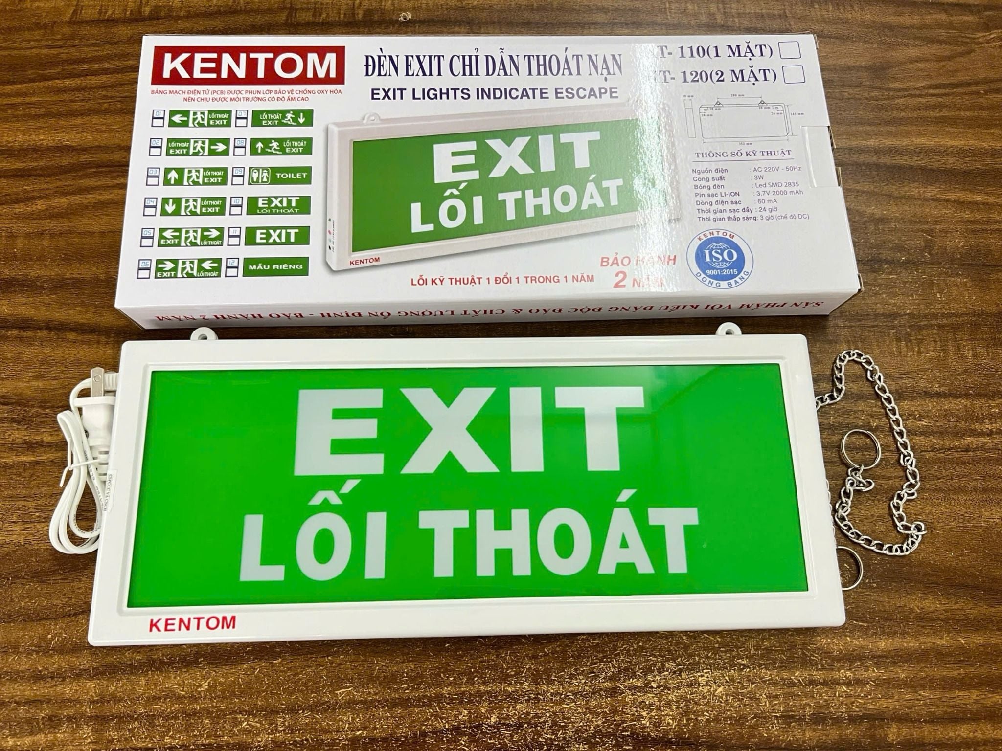  Đèn Exit 1 mặt KT110 (có kiểm định) 