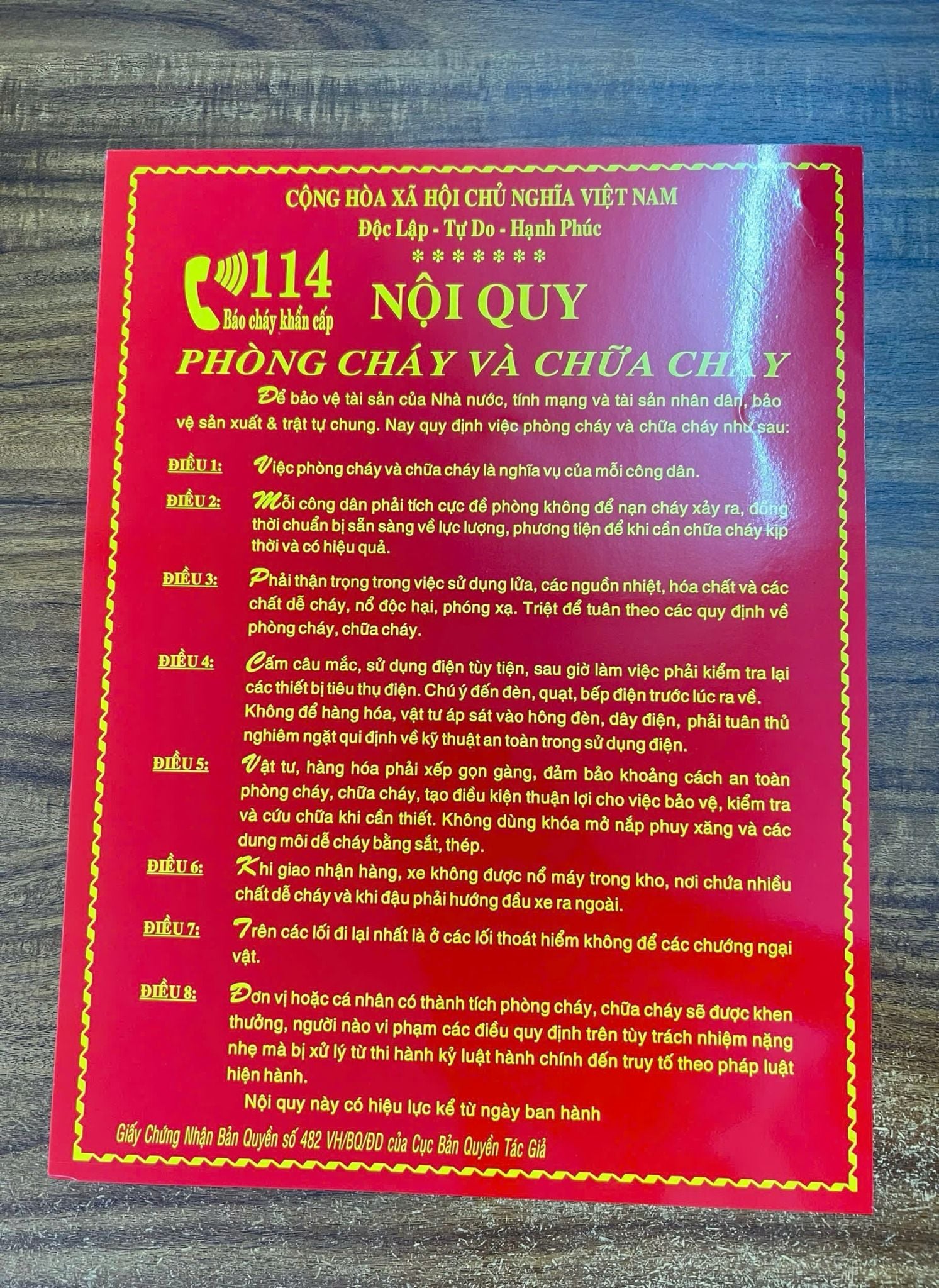  Nội Quy + Tiêu Lệnh (tôn) 