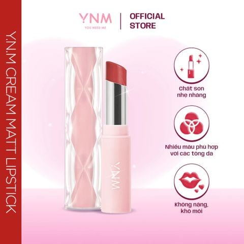  [Hàng mới về] Son Kem Siêu Lì YNM Cream Matt Lipstick Mịn Mượt, Mờ Rãnh Môi 5g - YNM OFFICIAL STORE 