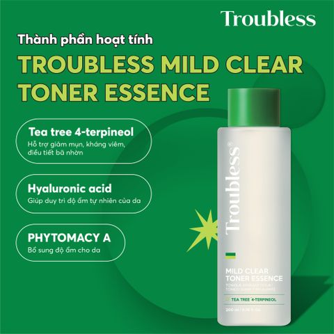  Nước cân bằng Troubless làm dịu da tẩy tế bào chết, sáng da, giảm mụn 200m 