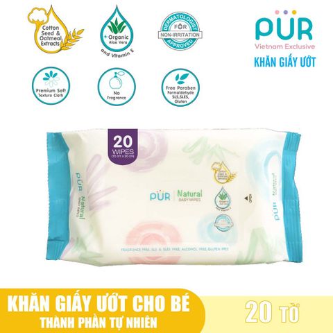  Combo 6 gói khăn ướt Pur loại 20 tờ 