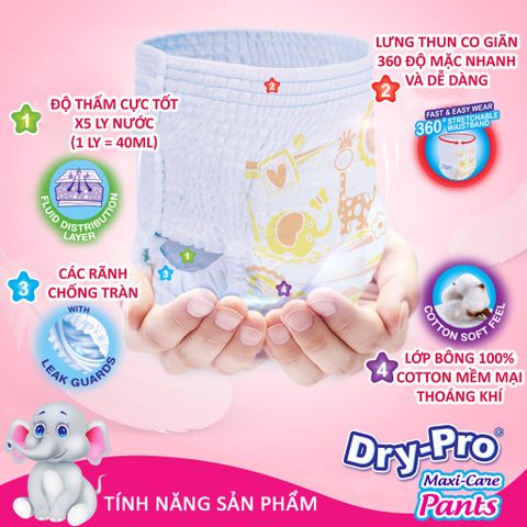  Combo tã/bỉm quần Dry-Pro L50 (9kg-14kg) + tặng Túi nước rửa bình sữa Pur 450ml 